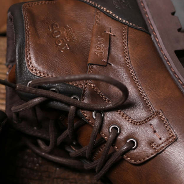 Genuine Leather Men's Boots Ankle Boots Plus Size High Top shoes Outdoor Work Casual Shoes Motorcycle Military Combat Boots