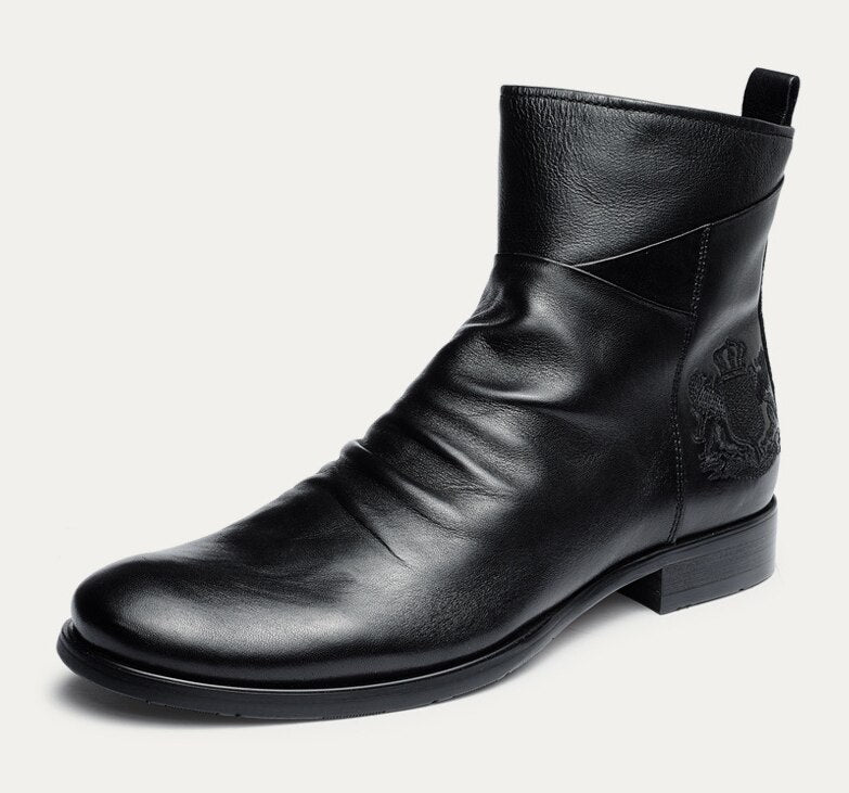 Genuine Leather Men's Boots Ankle Boots Plus Size High Top shoes Outdoor Work Casual Shoes Motorcycle Military Combat Boots