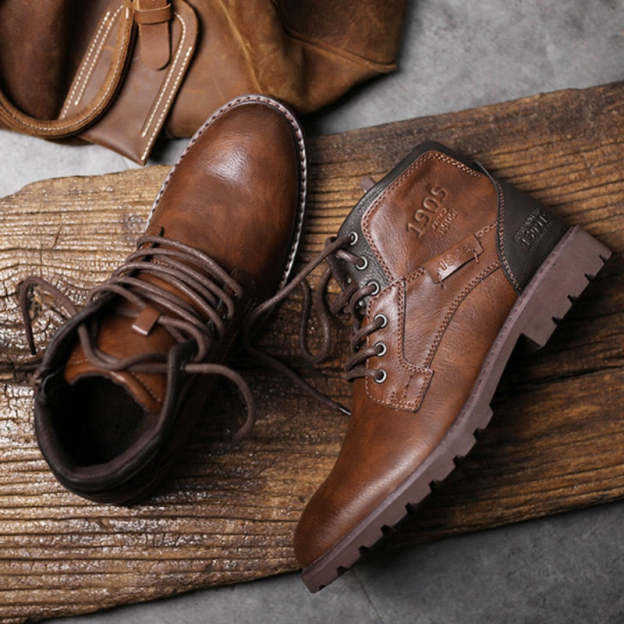 Genuine Leather Men's Boots Ankle Boots Plus Size High Top shoes Outdoor Work Casual Shoes Motorcycle Military Combat Boots