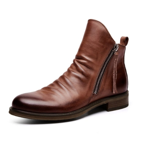 Genuine Leather Men's Boots Ankle Boots Plus Size High Top shoes Outdoor Work Casual Shoes Motorcycle Military Combat Boots