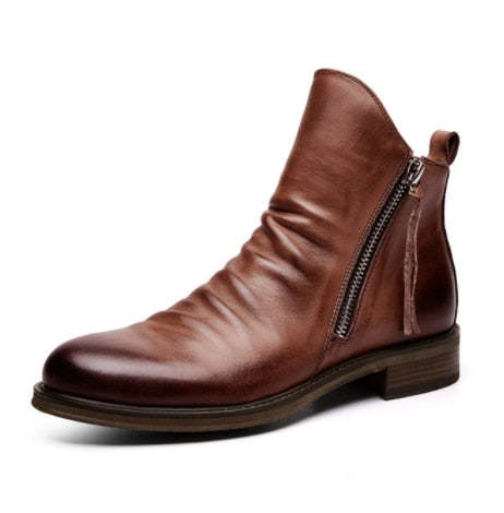Genuine Leather Men's Boots Ankle Boots Plus Size High Top shoes Outdoor Work Casual Shoes Motorcycle Military Combat Boots