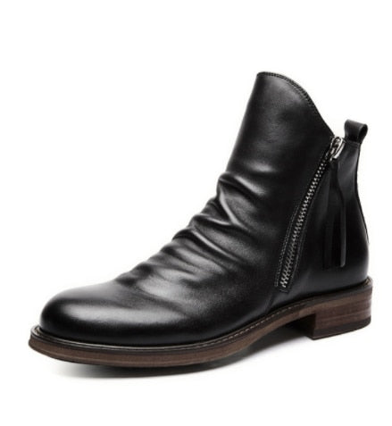 Genuine Leather Men's Boots Ankle Boots Plus Size High Top shoes Outdoor Work Casual Shoes Motorcycle Military Combat Boots