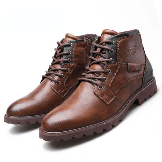 Genuine Leather Men's Boots Ankle Boots Plus Size High Top shoes Outdoor Work Casual Shoes Motorcycle Military Combat Boots