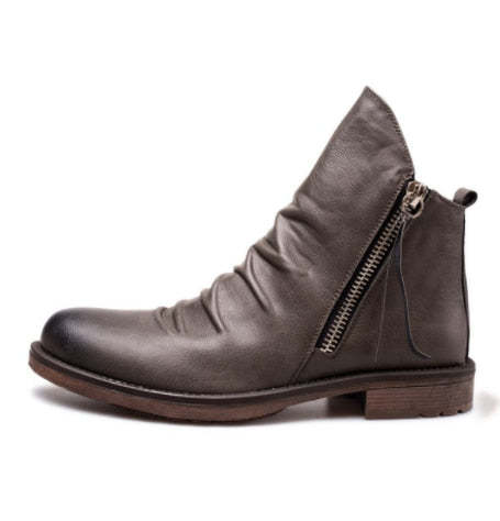 Genuine Leather Men's Boots Ankle Boots Plus Size High Top shoes Outdoor Work Casual Shoes Motorcycle Military Combat Boots