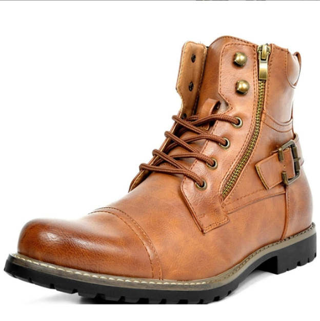 Genuine Leather Men's Boots Ankle Boots Plus Size High Top shoes Outdoor Work Casual Shoes Motorcycle Military Combat Boots