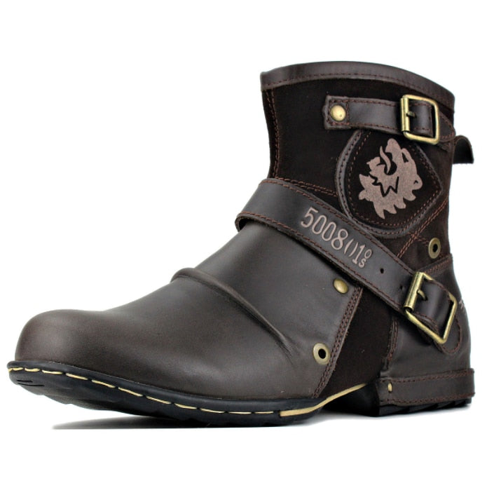 Genuine Leather Men's Boots Ankle Boots Plus Size High Top shoes Outdoor Work Casual Shoes Motorcycle Military Combat Boots