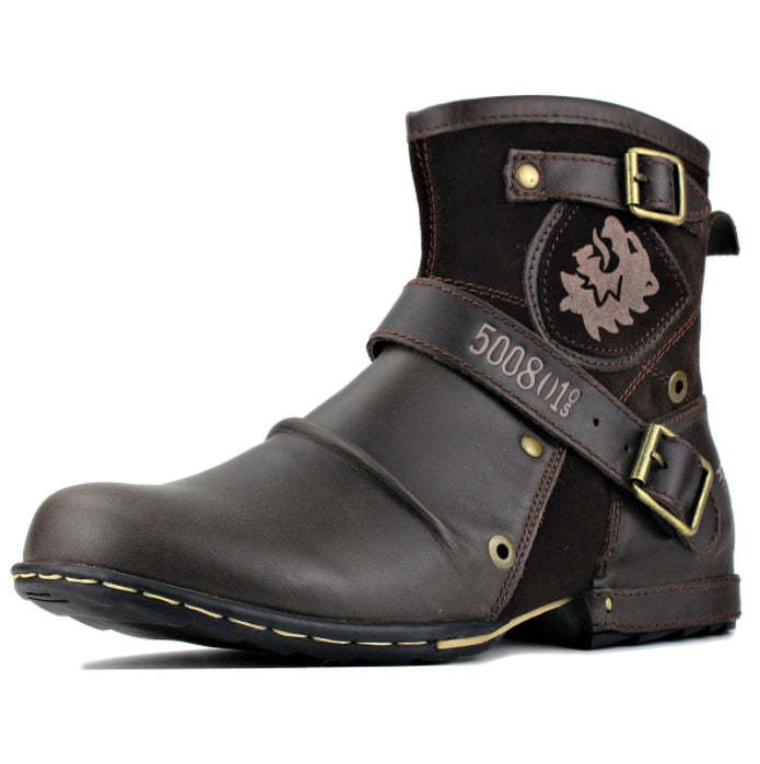 Genuine Leather Men's Boots Ankle Boots Plus Size High Top shoes Outdoor Work Casual Shoes Motorcycle Military Combat Boots
