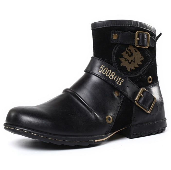 Genuine Leather Men's Boots Ankle Boots Plus Size High Top shoes Outdoor Work Casual Shoes Motorcycle Military Combat Boots