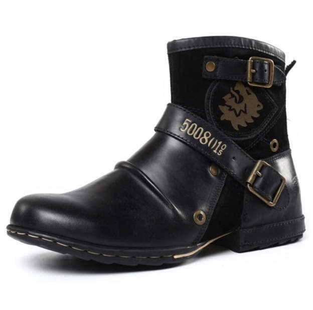 Genuine Leather Men's Boots Ankle Boots Plus Size High Top shoes Outdoor Work Casual Shoes Motorcycle Military Combat Boots