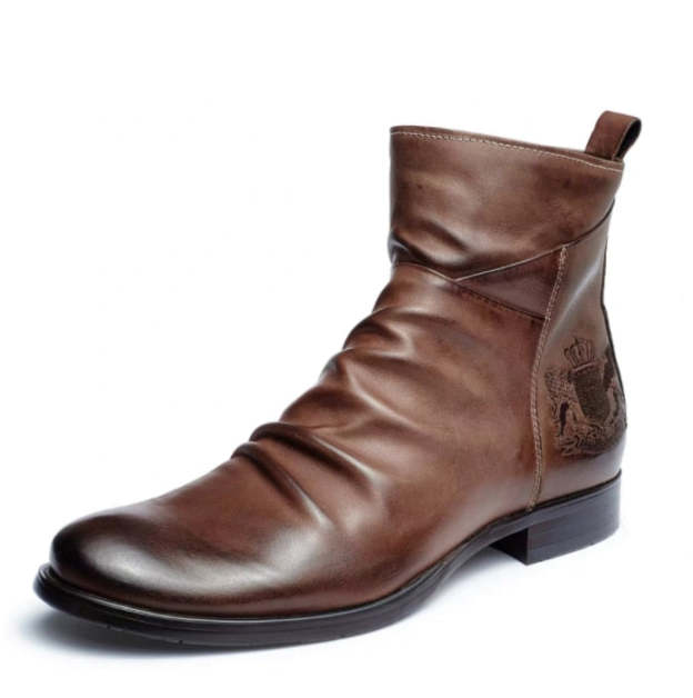 Genuine Leather Men's Boots Ankle Boots Plus Size High Top shoes Outdoor Work Casual Shoes Motorcycle Military Combat Boots
