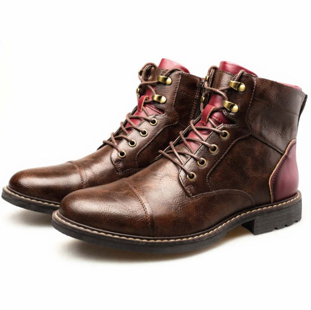 Genuine Leather Men's Boots Ankle Boots Plus Size High Top shoes Outdoor Work Casual Shoes Motorcycle Military Combat Boots