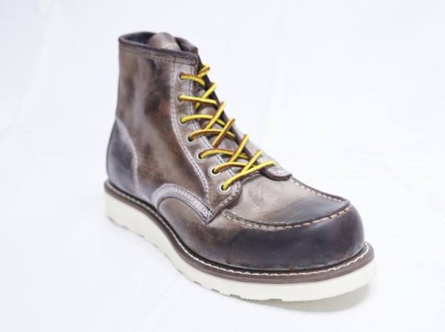 Western Style Gray Oil Resistant Anti Slip Leather Lace-Up Good Year Safety Boots Men Winter Heavy Boots Big Size