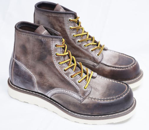Western Style Gray Oil Resistant Anti Slip Leather Lace-Up Good Year Safety Boots Men Winter Heavy Boots Big Size
