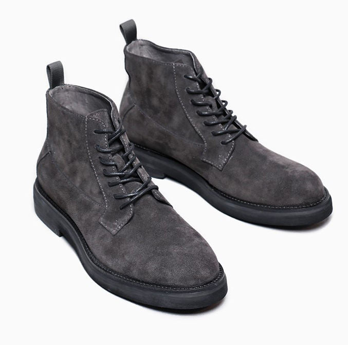 Suede Lace-Up Flat Casual Boots Ankle Boots for Men