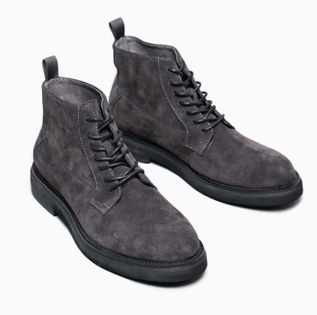 Suede Lace-Up Flat Casual Boots Ankle Boots for Men