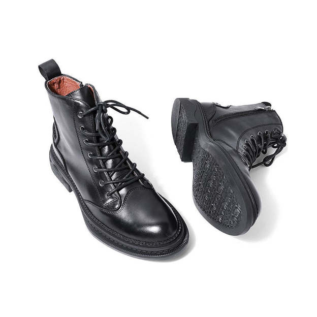 American British Style Classic Cowhide Leather Handmade Men Work Boots Breathable Leather for Men Retro Knight Boots