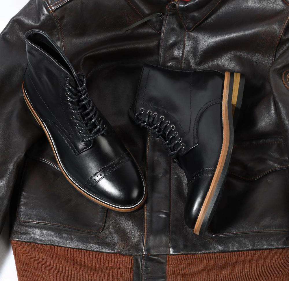 OEM Good Quality Black Mens Shoes Cow Leather Laceup Boot Martin Boots for Men