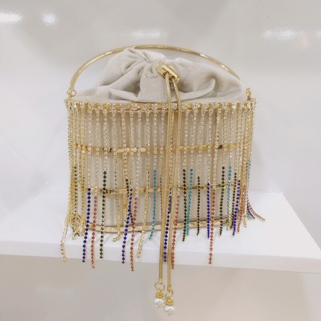 High Quality Openwork Basket Design Luxury Party Clutch Diamonds Pearls Women's Handbags Evening Bag Fashion Purses Designer Bag