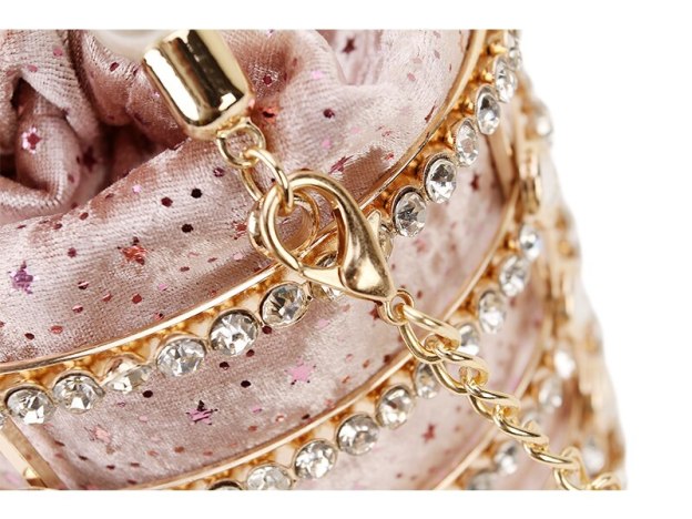Luxury Diamond Metal Bucket Pearl Handle Women Party Clutch Purses and Handbags Hollow Designer Bag Wedding Chain Shoulder Bag