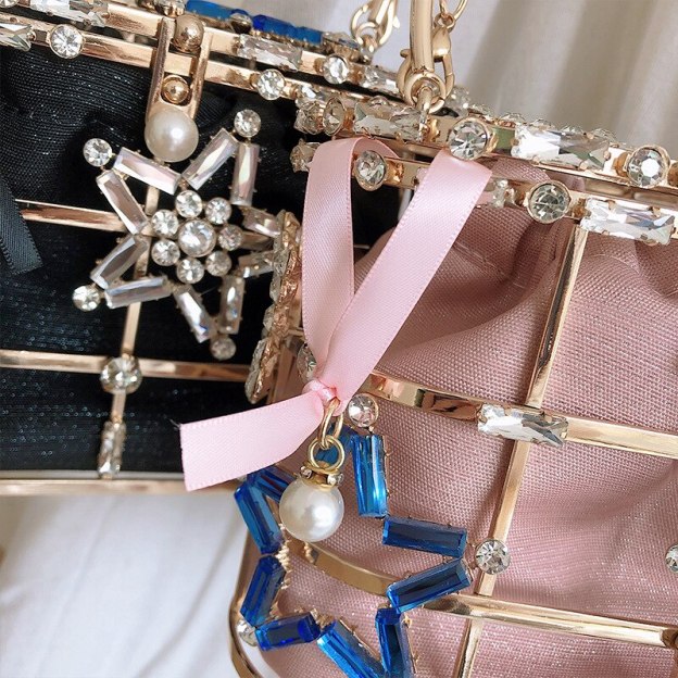Luxury Metal Diamond Basket Women Party Clutch Fashion Purses and Handbags Star Design Evening Bag Desiger Shoulder Chain Bag