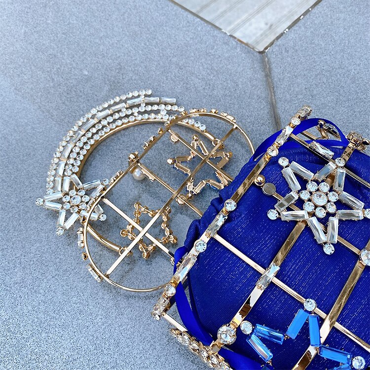 Luxury Metal Diamond Basket Women Party Clutch Fashion Purses and Handbags Star Design Evening Bag Desiger Shoulder Chain Bag