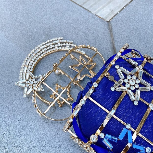 Luxury Metal Diamond Basket Women Party Clutch Fashion Purses and Handbags Star Design Evening Bag Desiger Shoulder Chain Bag