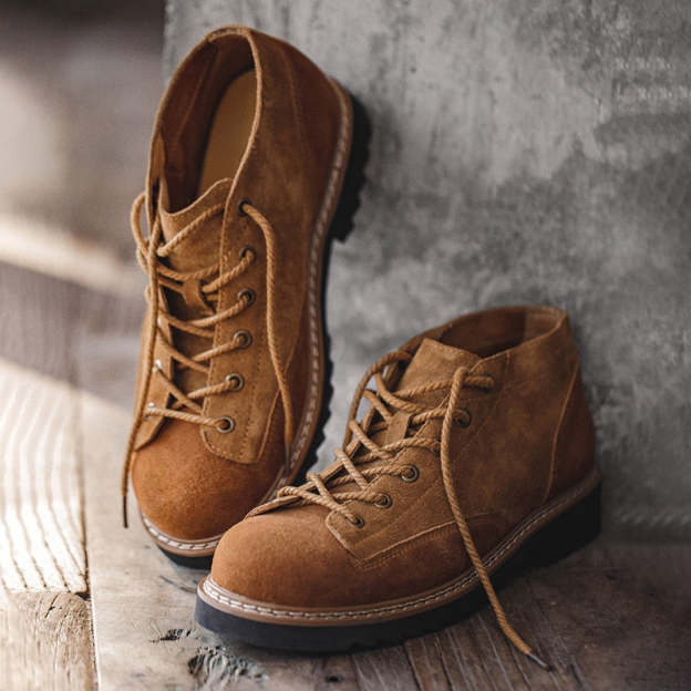 Maden High Quality Genuine Leather Men Shoes Spring Winter Casual Ankle Boots Outdoor Work Snow Boots Lace-Up Classic Shoes