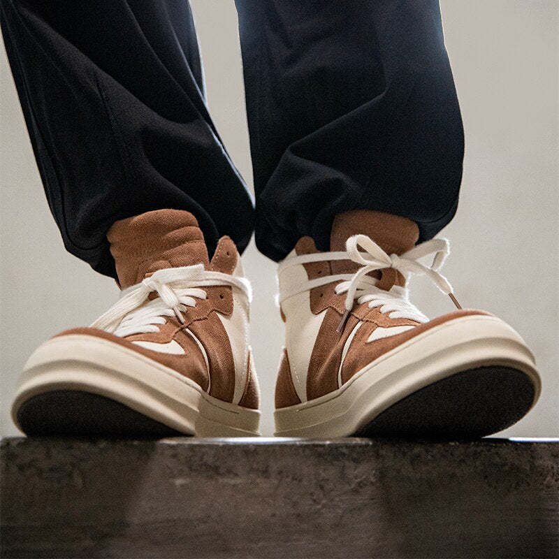 Maden Leather Korean Trend Men Shoes High Top Leisure Outdoor Trekking Shoes Comfortable Sneaker Ankle Boots Shoes 2022 Hot Sale