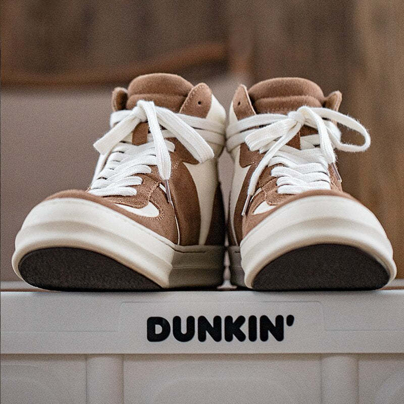 Maden Leather Korean Trend Men Shoes High Top Leisure Outdoor Trekking Shoes Comfortable Sneaker Ankle Boots Shoes 2022 Hot Sale