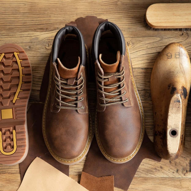Maden Men Leather Boots Comfortable Winter Warm Shoes Male Motorcycle Men Ankle Boots Men Oxfords Snow Shoes Men Work Boots Mart