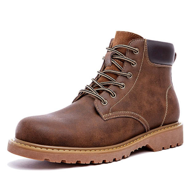 Maden Men Leather Boots Comfortable Winter Warm Shoes Male Motorcycle Men Ankle Boots Men Oxfords Snow Shoes Men Work Boots Mart