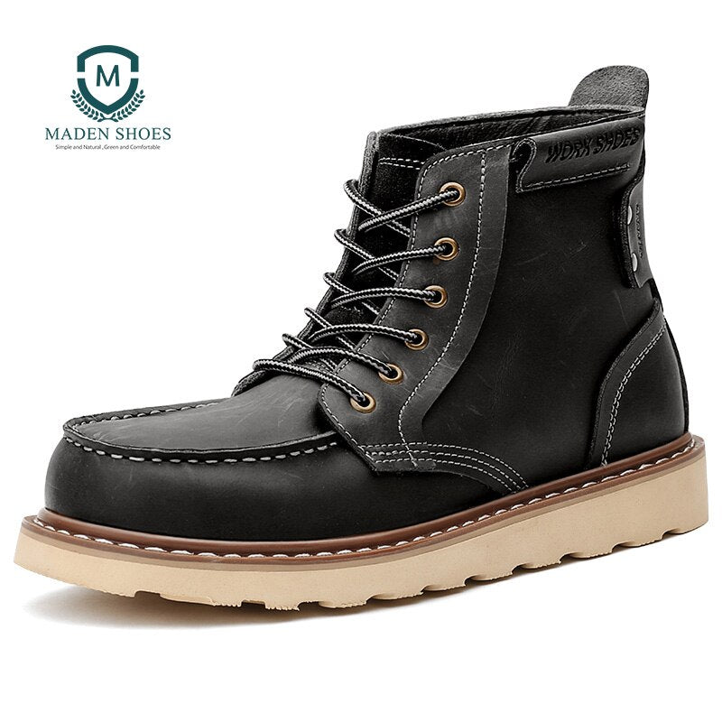 Maden Safety Working Ankle Men's Boots Winter Snow Men Boot  Steel Male Shoe Army Lace-up Designer Shoes