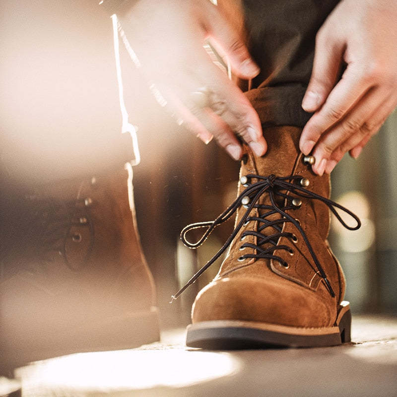 Maden Tooling Ankle Boots Autumn Leisure Design New Men's Shoes Suede Motorcycle Boots American Retro Leather Paratrooper Shoe