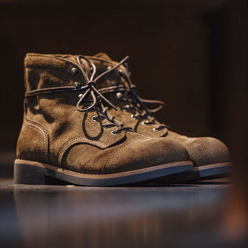 Maden Tooling Ankle Boots Autumn Leisure Design New Men's Shoes Suede Motorcycle Boots American Retro Leather Paratrooper Shoe