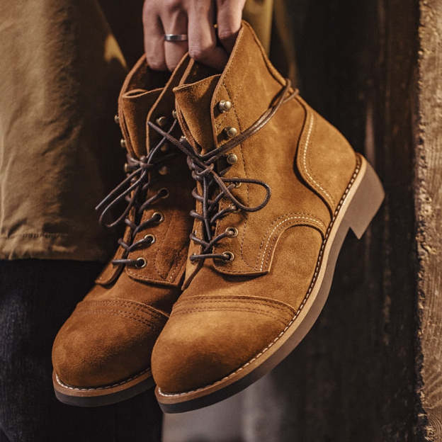 Maden Tooling Ankle Boots Autumn Leisure Design New Men's Shoes Suede Motorcycle Boots American Retro Leather Paratrooper Shoe