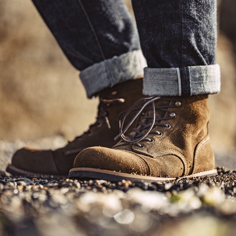Maden Tooling Ankle Boots Autumn Leisure Design New Men's Shoes Suede Motorcycle Boots American Retro Leather Paratrooper Shoe