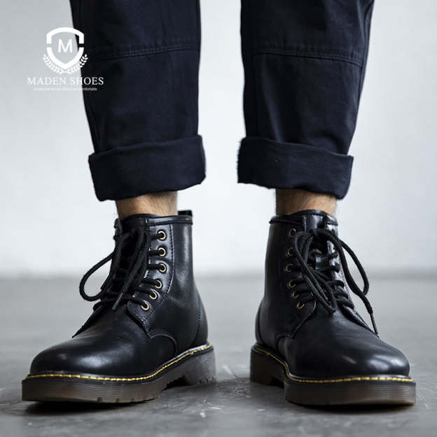 Maden Vintage Men's Boots Genuine Leather Ankle Boots Autumn Winter Warm Fashion Shoes  British Style Brand Outdoor Safety Shoes