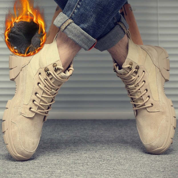 Mans Ankle Boots Casual Leather Motorcycle  Boots Lace-Up Basic Waterproof Non-slip Plus Size Chelsea Short Boots Footwear