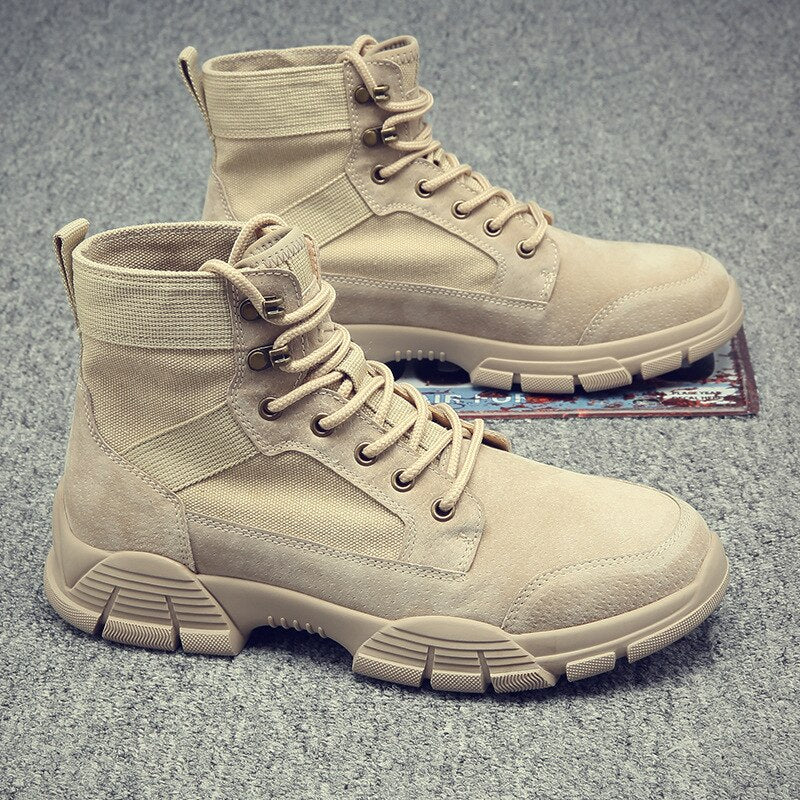 Mans Ankle Boots Casual Leather Motorcycle  Boots Lace-Up Basic Waterproof Non-slip Plus Size Chelsea Short Boots Footwear