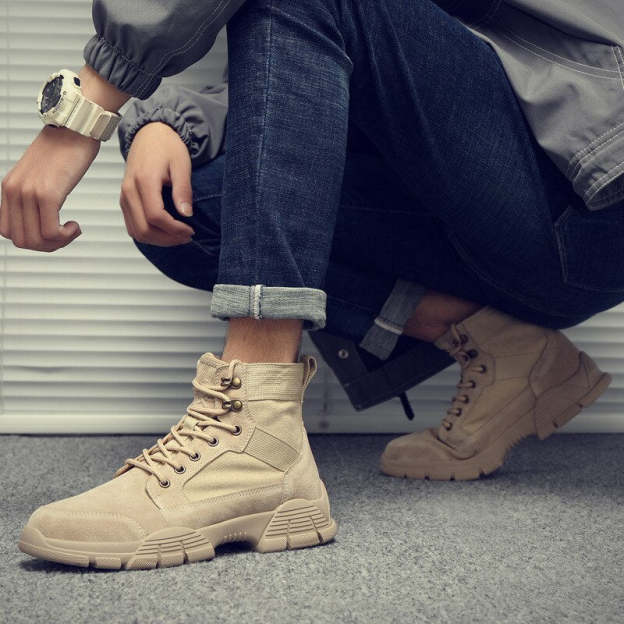 Mans Ankle Boots Casual Leather Motorcycle  Boots Lace-Up Basic Waterproof Non-slip Plus Size Chelsea Short Boots Footwear