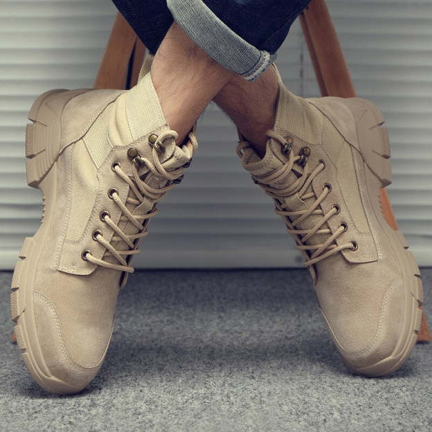 Mans Ankle Boots Casual Leather Motorcycle  Boots Lace-Up Basic Waterproof Non-slip Plus Size Chelsea Short Boots Footwear