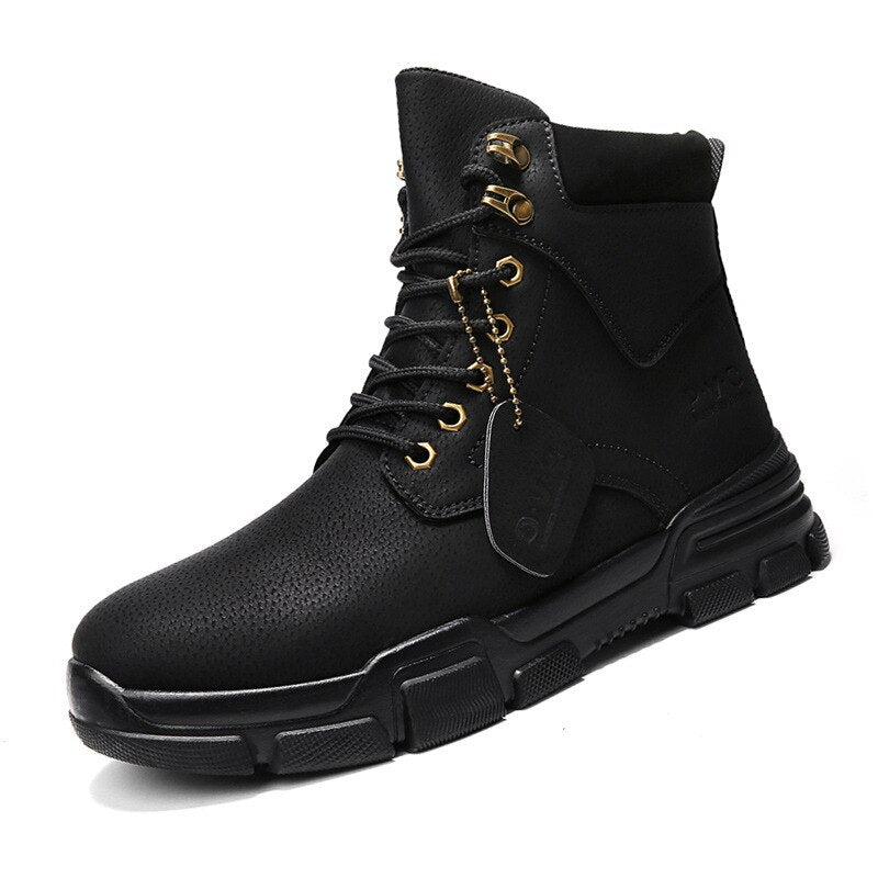 Men Ankle Snow Winter Warm Boots Lace-up Flock Plush Plus Size Shoe Chelsea  Motorcycle High Tops Boot Plus Size