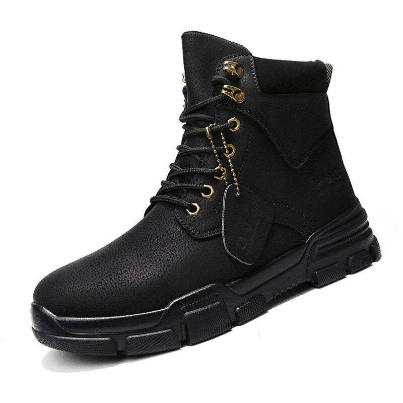 Men Ankle Snow Winter Warm Boots Lace-up Flock Plush Plus Size Shoe Chelsea  Motorcycle High Tops Boot Plus Size
