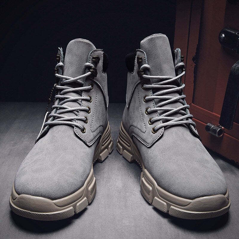 Men Ankle Snow Winter Warm Boots Lace-up Flock Plush Plus Size Shoe Chelsea  Motorcycle High Tops Boot Plus Size