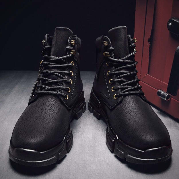 Men Ankle Snow Winter Warm Boots Lace-up Flock Plush Plus Size Shoe Chelsea  Motorcycle High Tops Boot Plus Size