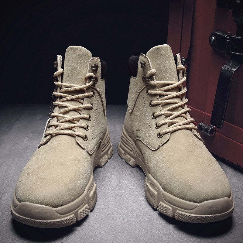 Men Ankle Snow Winter Warm Boots Lace-up Flock Plush Plus Size Shoe Chelsea  Motorcycle High Tops Boot Plus Size