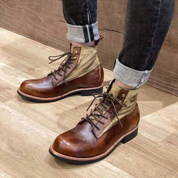 Men Boots Genuine Leather Winter Keep Warm Ankle Boots High-top Bottines Platform Cotton Shoes Indestructible Hiking Footwear