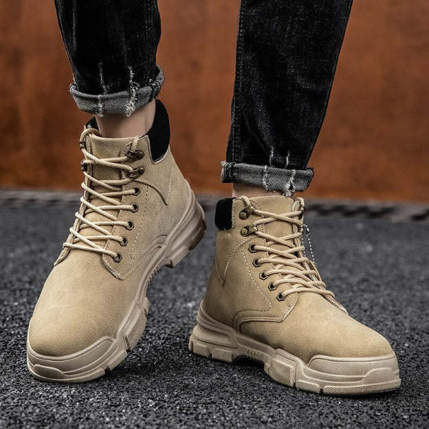 Men  Boots Leather Lace Up Platform Sneakers Hiking Comfortable Boot Winter Keep Warm Ankle Boots Zapatillas Hombre