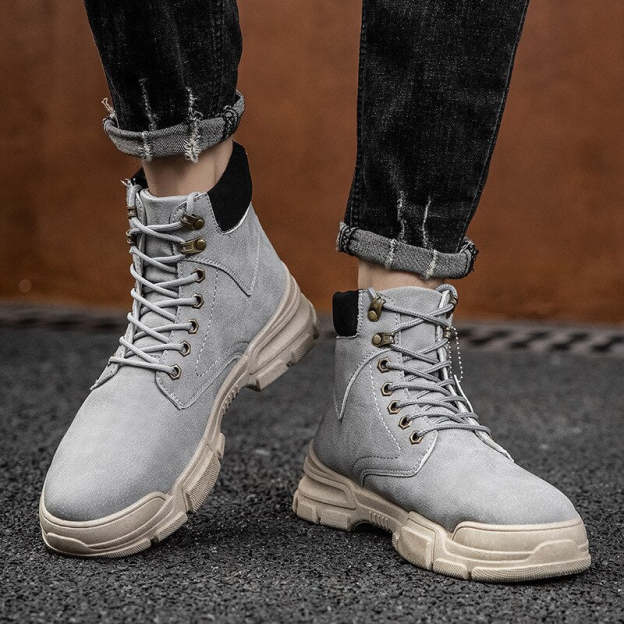 Men  Boots Leather Lace Up Platform Sneakers Hiking Comfortable Boot Winter Keep Warm Ankle Boots Zapatillas Hombre