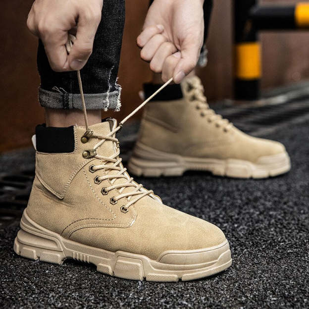 Men  Boots Leather Lace Up Platform Sneakers Hiking Comfortable Boot Winter Keep Warm Ankle Boots Zapatillas Hombre
